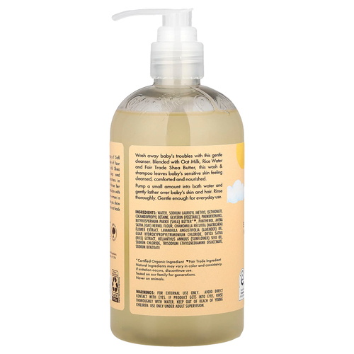 SheaMoisture, детский увлажняющий гель для тела и шампунь, овсяное молоко и рисовая вода, 384 мл (13  жидк. унций)