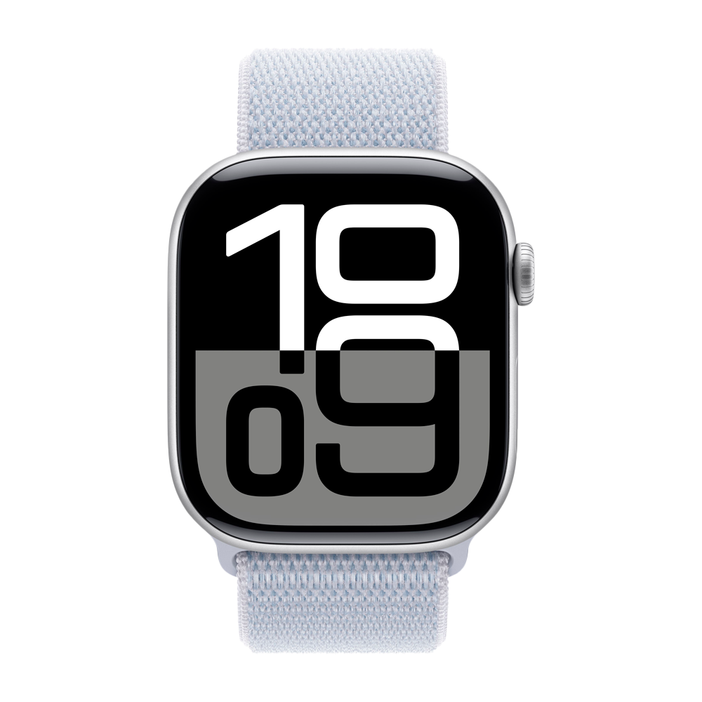 Умные часы Apple Watch Series 10 GPS, 46mm, Silver Aluminium Case with Sport Loop, Blue Cloud