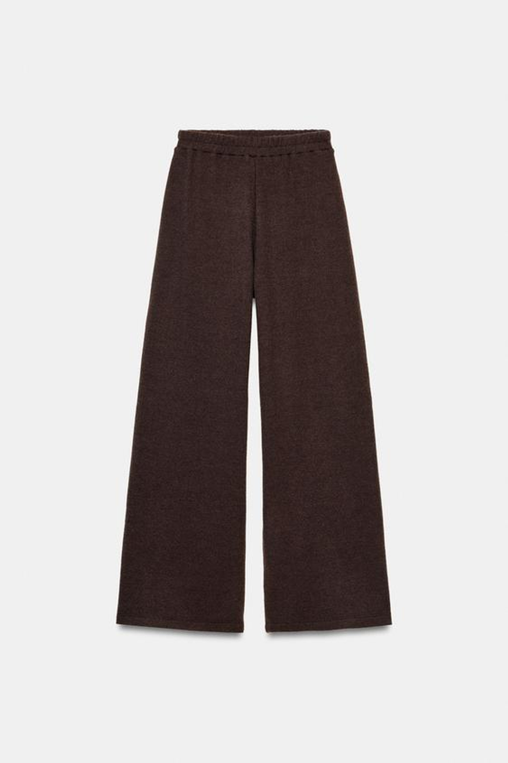 ZARA МЯГКИЕ БРЮКИ С ШИРОКИМИ ШТАНИНАМИ, ШОКОЛАДНЫЙ