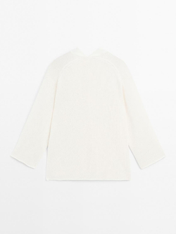 Massimo Dutti Кардиган оверсайз из тонкого трикотажа, белый