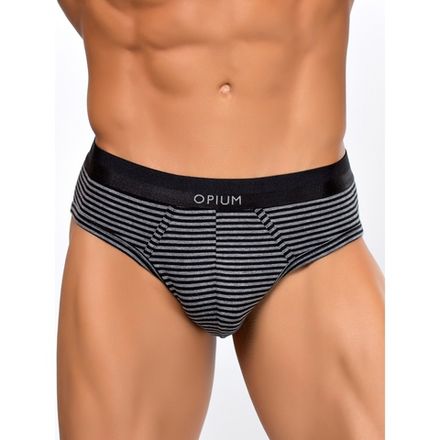 Мужские трусы слипы серые в черную полоску Opium Brief R110