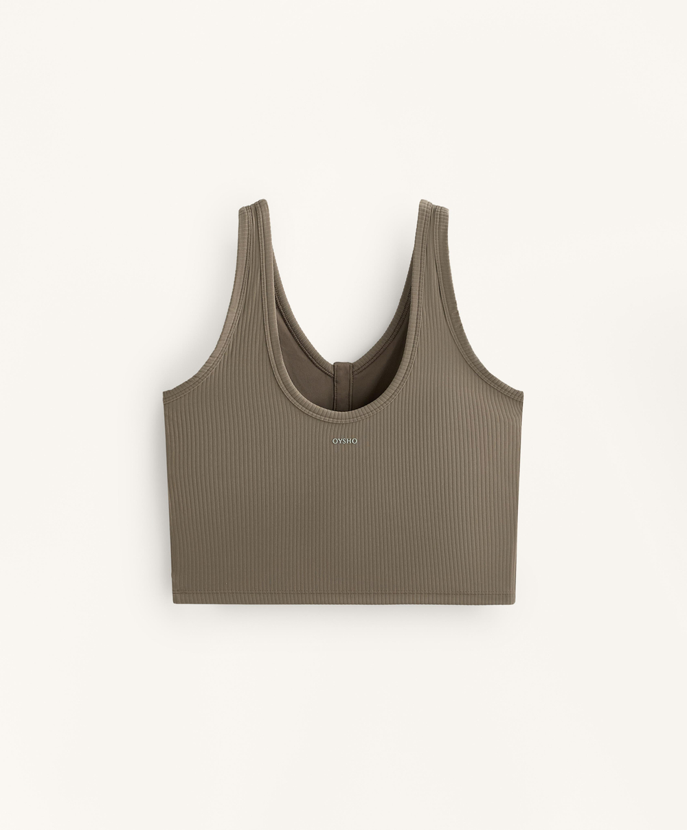 Oysho Топ Comfortlux с открытой спиной в рубчик, темно-серый