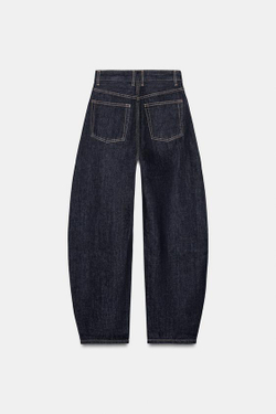 ZARA ДЖИНСЫ BARREL TRF С ВЫСОКОЙ ПОСАДКОЙ, ТЕМНЫЙ ИНДИГО