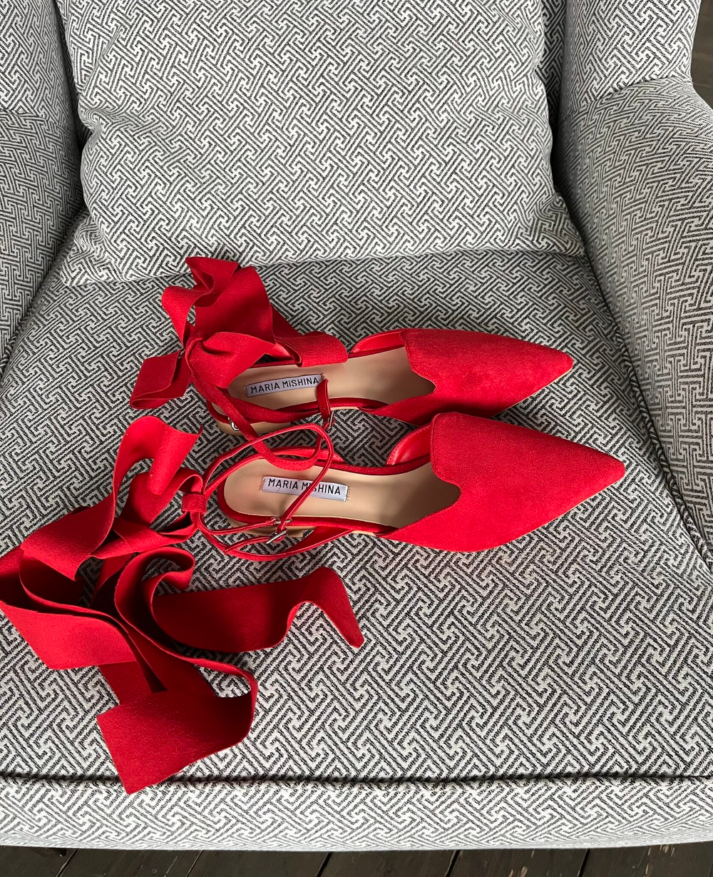 Мюли красные с бантом LUSIA RED
