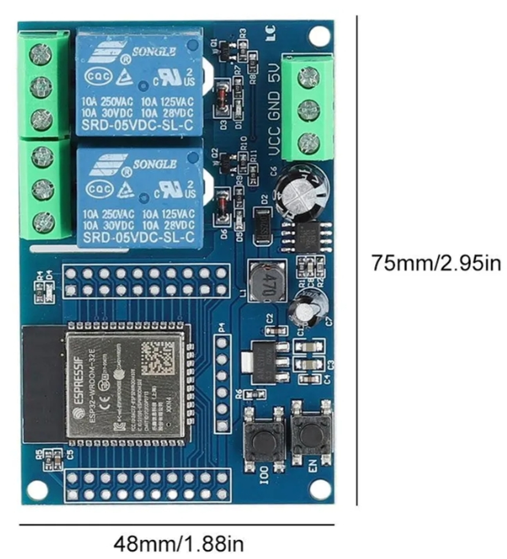 Модуль 2 реле ESP32 WIFI Bluetooth BLE
