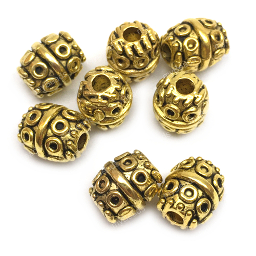 Бусины для украшений 8х7 мм (10 шт), под золото