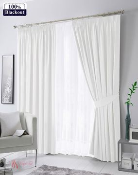 XL-Комплект штор Палермо Blackout 100% (белый) Канвас Блэкаут