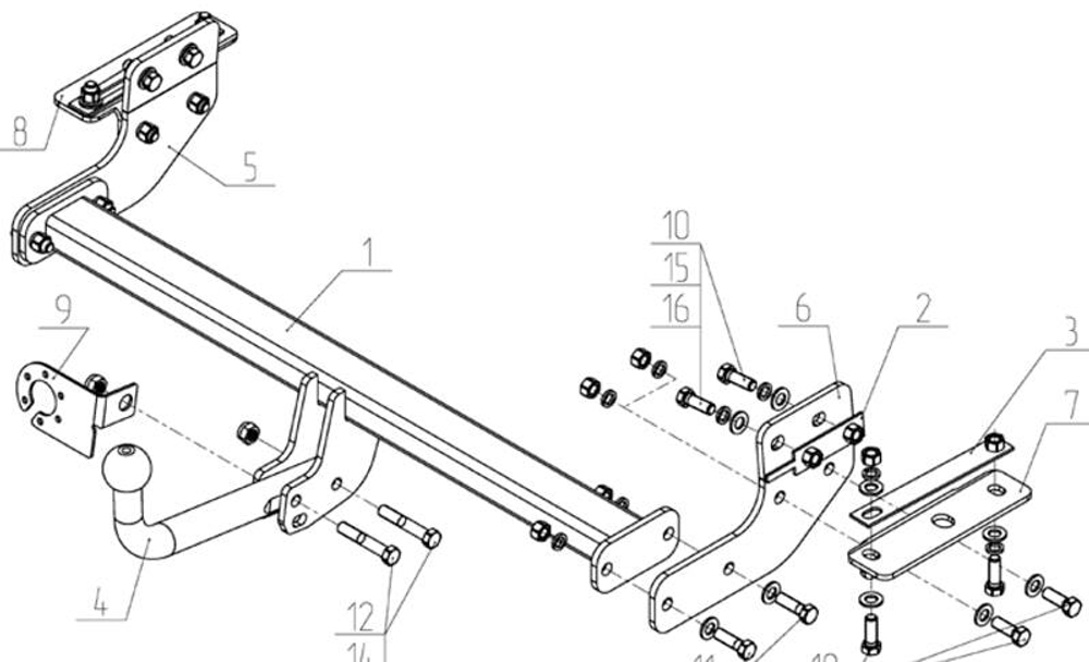 Фаркоп AvtoS FD 33 для Ford Mondeo седан 2014-(паспорт и сертификат в комплекте)(без электрики)