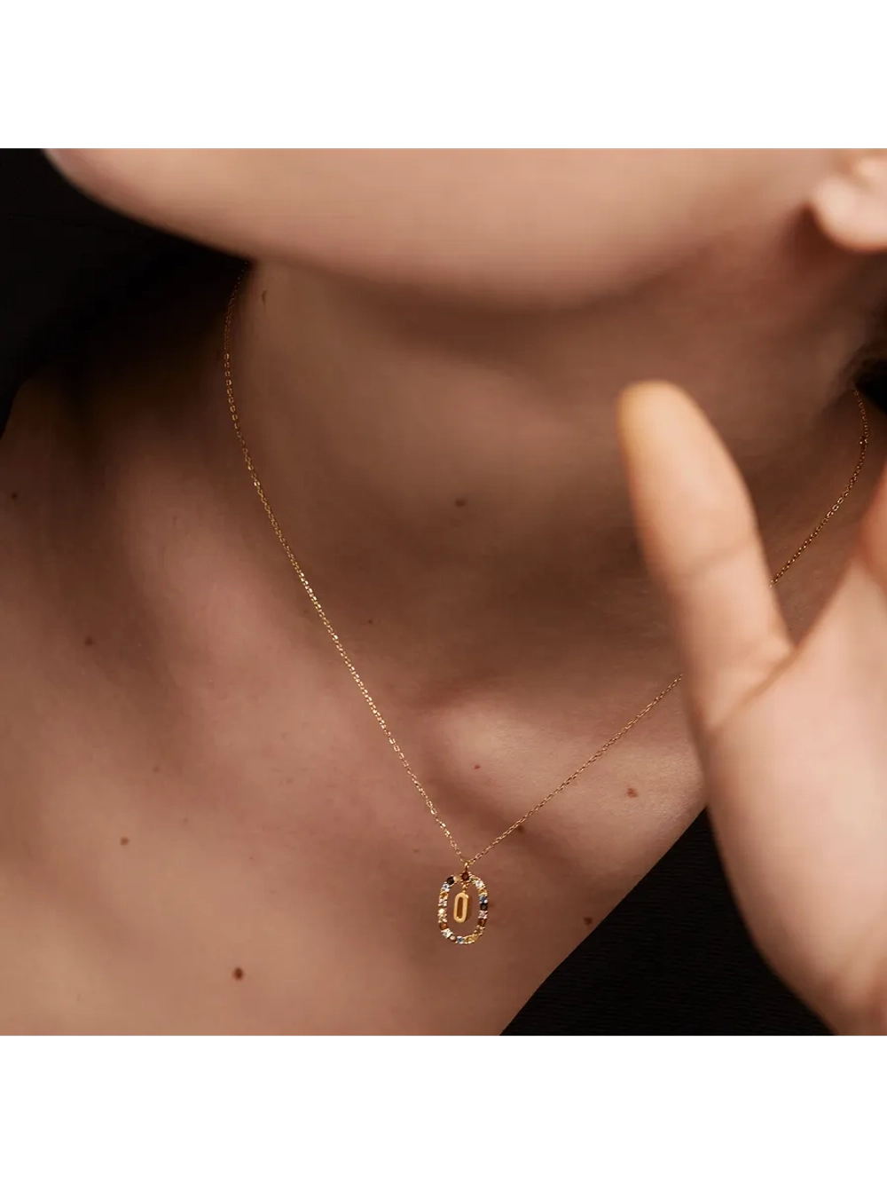 Колье Буква O серебро 925 пробы покрытое золотом