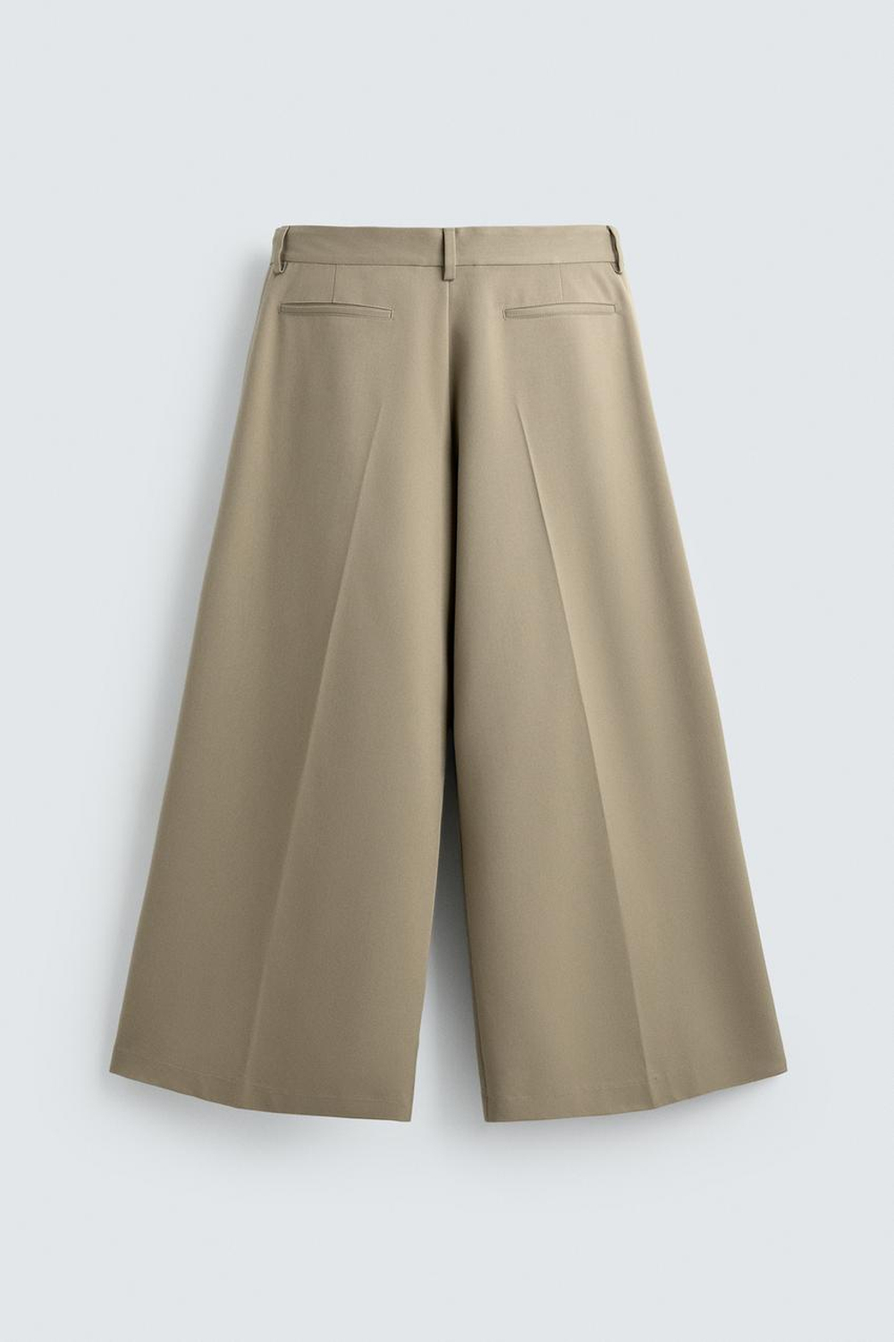 ZARA БРЮКИ WIDE FIT СО СКЛАДКАМИ, БЕЖЕВЫЙ