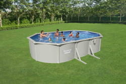 Стальной бассейн Bestway Hydrium Oval Pool 610х360х120 см + песочный ф/насос 5678 л/ч, лестница, тент, подстилка (56369 BW)