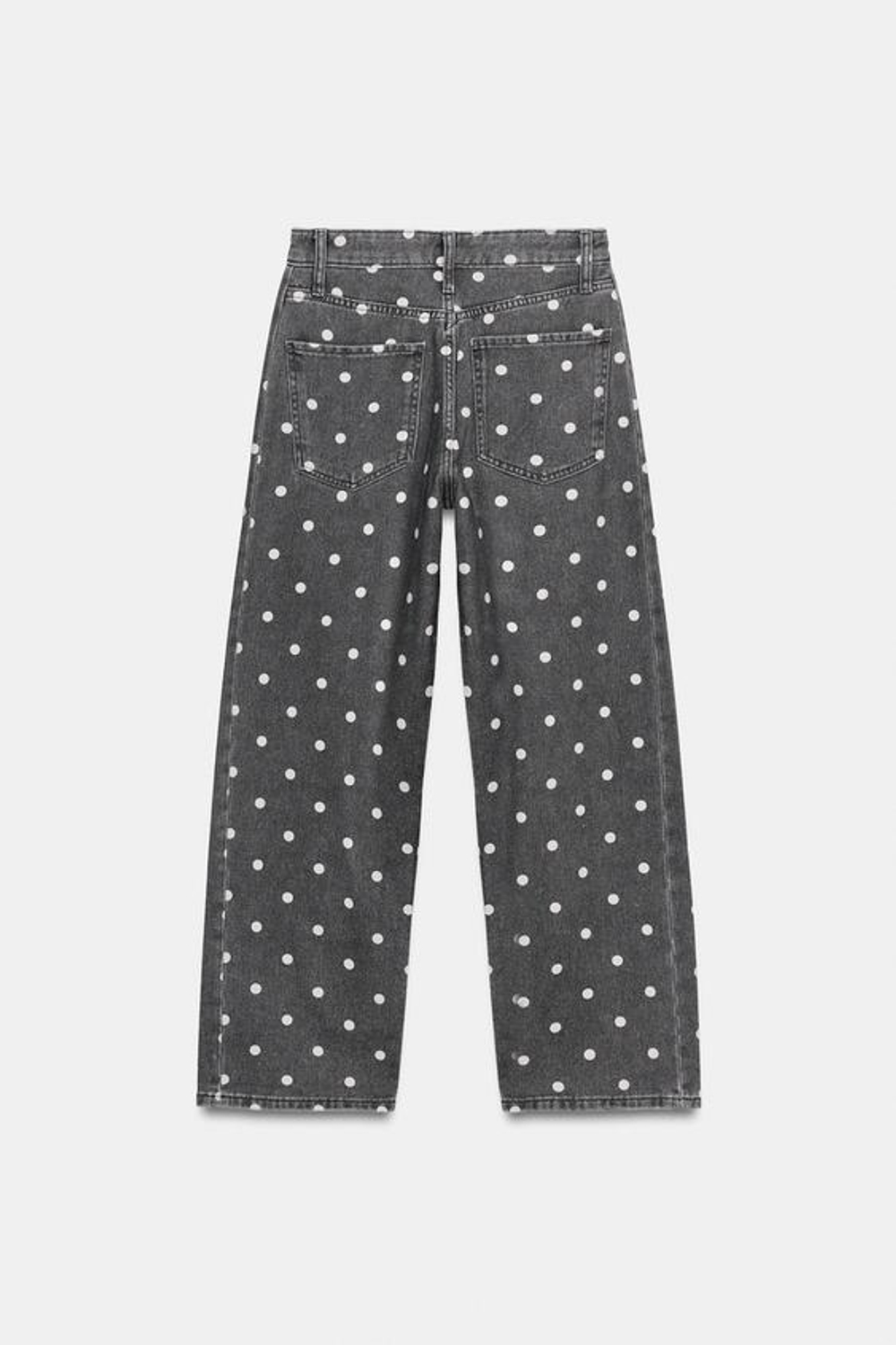 ZARA ДЖИНСЫ ZW COLLECTION ANKLE RELAXED СО СРЕДНЕЙ ПОСАДКОЙ И ГОРОШКОМ, ЖЕМЧУЖНО-СЕРЫЙ