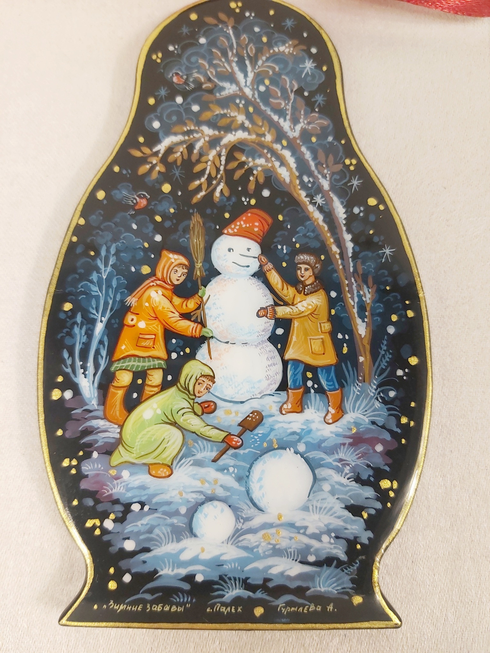 Сувенир "Матрешка" с росписью Палех в подарочном футляре