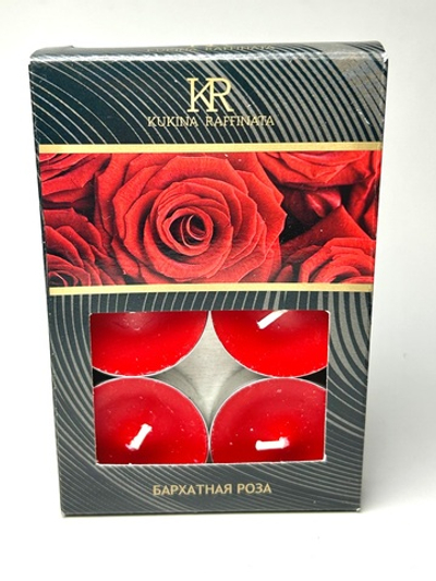Свечи в гильзе с ароматом «Бархатная роза» 4 шт в наборе