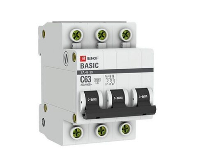 EKF Автоматический выключатель 3P 20А (C) 4,5кА ВА 47-29 Basic mcb4729-3-20C