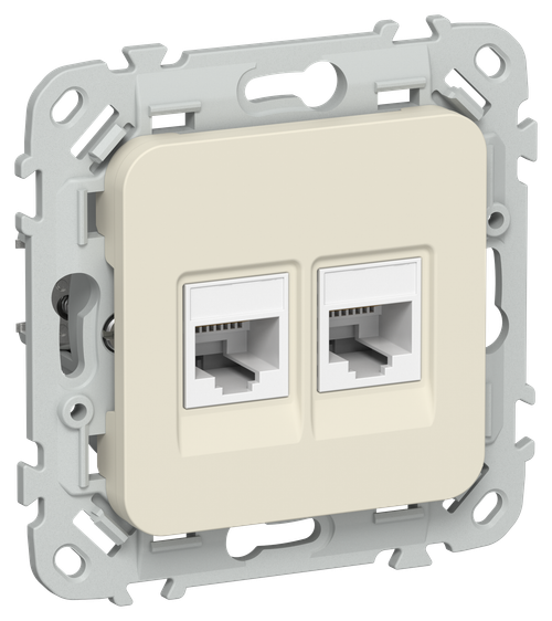 FLITE Розетка 2-местная RJ45/RJ11 категория 5Е/3 UTP РКТ5е/3-2-0-ФлСл сливочный IEK
