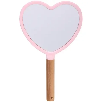 Зеркало косметическое с ручкой «Cute look - Королева», сердце, цвет пудровый 14*23,3см