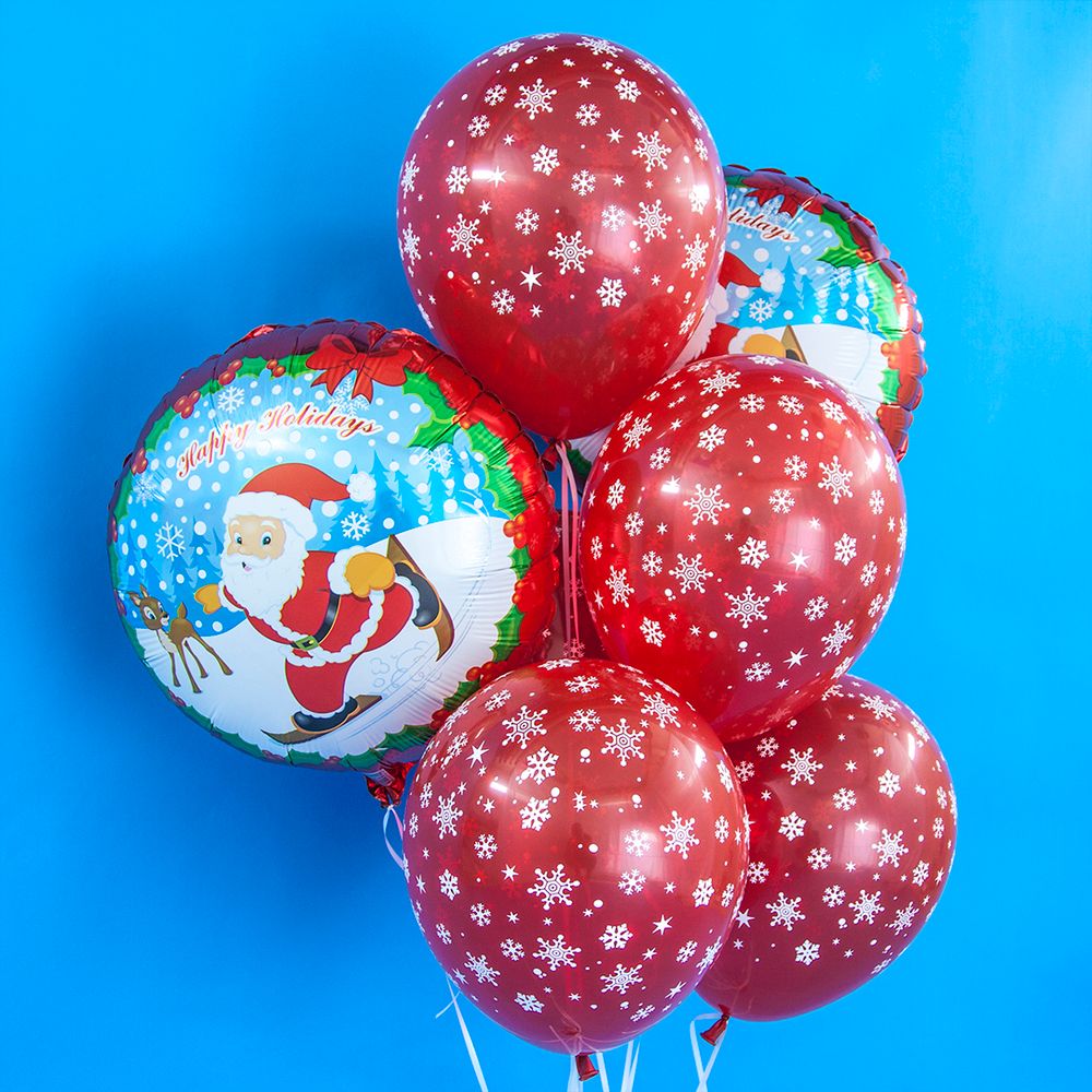 Шар (18"/46 см) Круг, Скользящий Санта, Красный 1 шт.