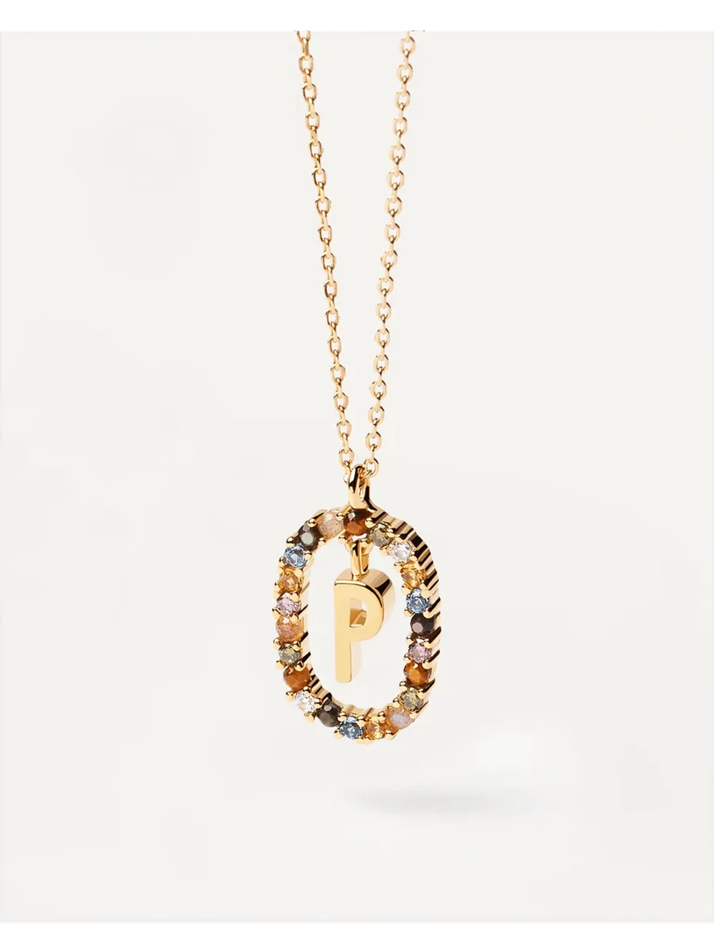 Колье Буква P серебро 925 пробы покрытое золотом