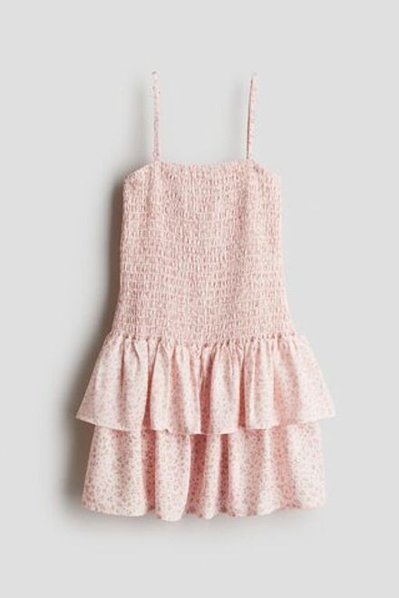 H&M Платье с плиссировкой на бретельках, розовый