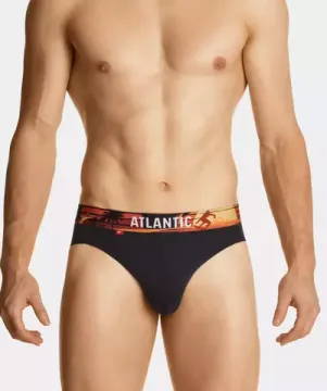 Мужские трусы (3шт) слипы спорт Atlantic 3MP-144, черные + графит