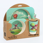 4770806 Набор бамбуковой посуды «Мельница», 5 предметов: тарелка, миска, стакан, вилка, ложка