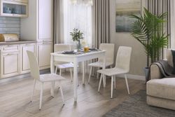 Стул Мартин,беж (экокожа) ноги белые