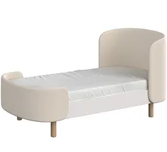 Кровать KIDI Soft для детей от 2 до 4 лет (молочный, экокожа)