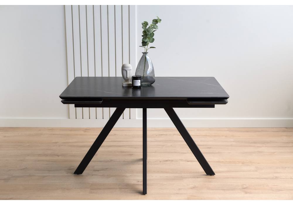 Керамический стол Woodville Вилли 120(180)х80 shakespeare black, черный, ножки черные