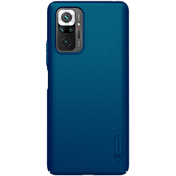 Тонкий жесткий чехол синего цвета (Peacock Blue) от Nillkin для Xiaomi Redmi Note 10 Pro и 10 Pro Max, серия Super Frosted Shield