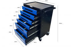 Инструментальная тележка GWT-B6L (6 ящиков, центральный замок, колеса с тормозом, синяя)