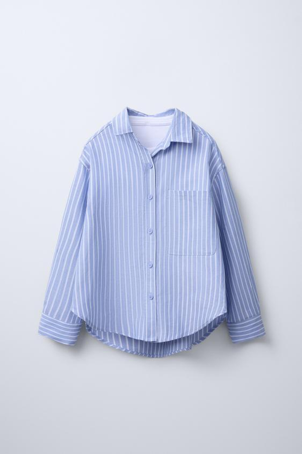 ZARA РУБАШКА ОКСФОРД И ФУТБОЛКА В РУБЧИК, СИНИЙ/БЕЛЫЙ