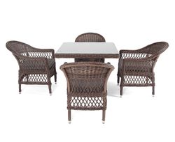 "Сицилия" обеденная группа плетеная, цвет коричневый