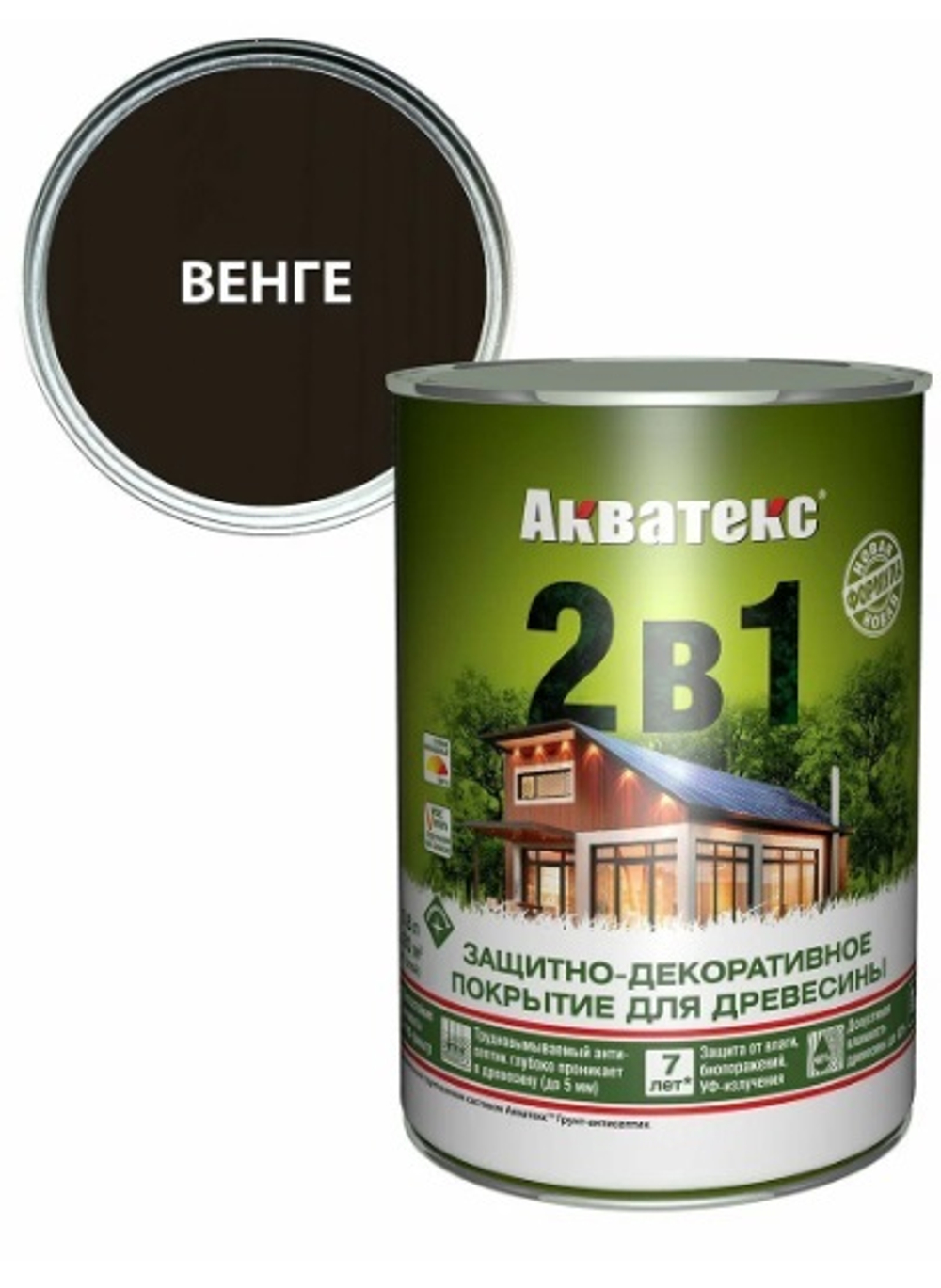 Защитно-декоративное покрытие для дерева АКВАТЕКС 2 в 1, венге, 0.8 л