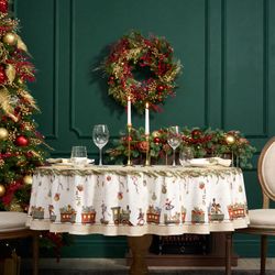 СКАТЕРТЬ КРУГЛАЯ "ЩЕЛКУНЧИК" ,190СМ ,БЕЖЕВЫЙ , 100%ХЛОПОК , ТВИЛ