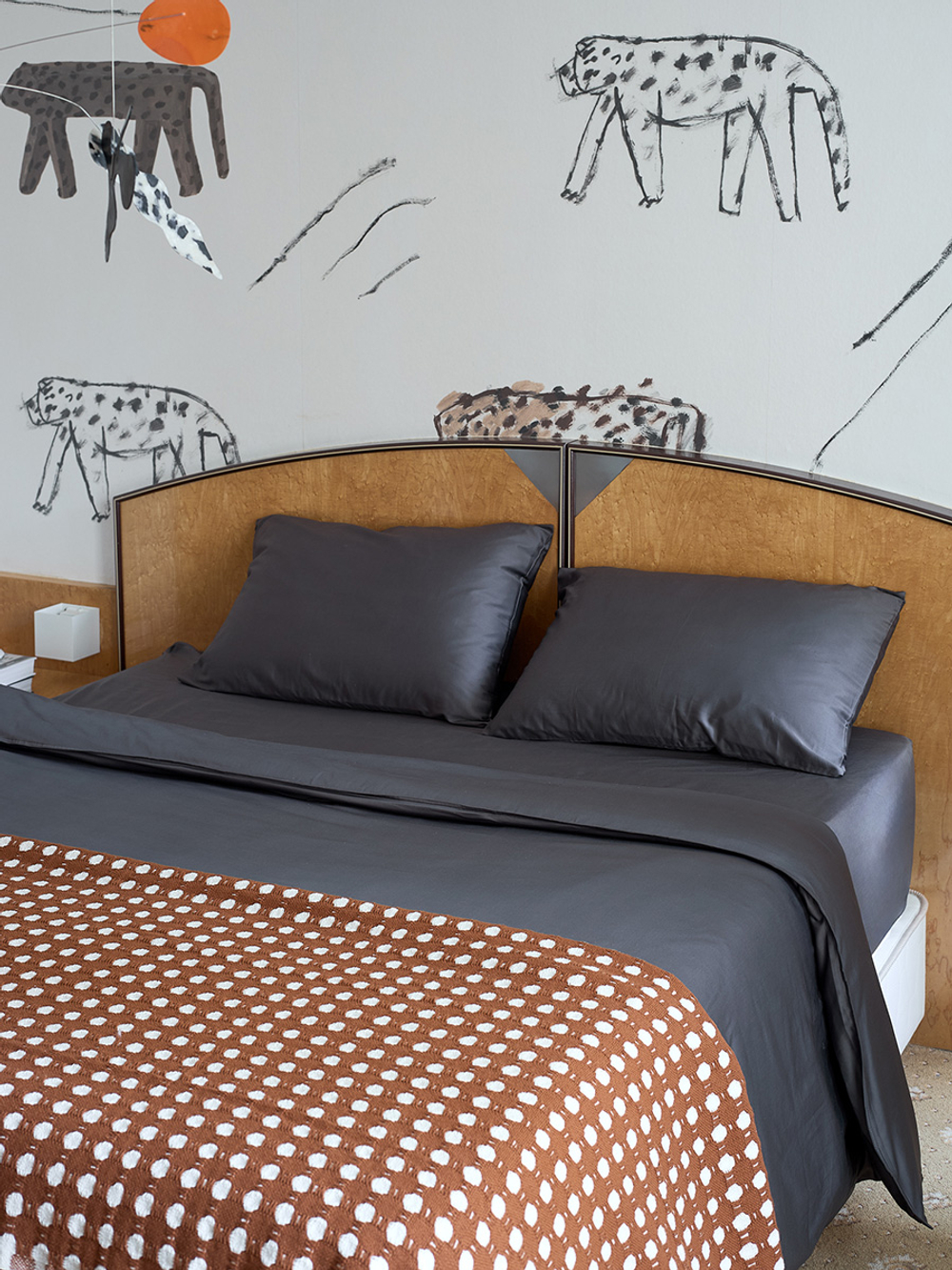 Покрывало из хлопка Polka dots, 180х250 см | карамельный