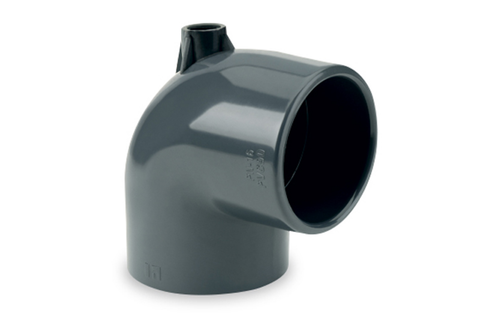 ПВХ Угол 90° клеевой Ø63мм с ОТВОДОМ 1/2", PN16