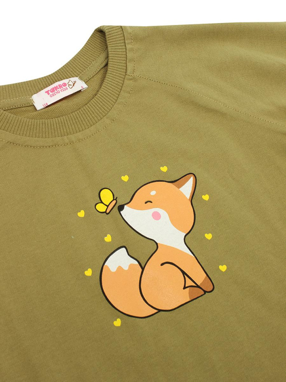 Платье футер M1142F-3/6 р.98 оливковый (Такро)