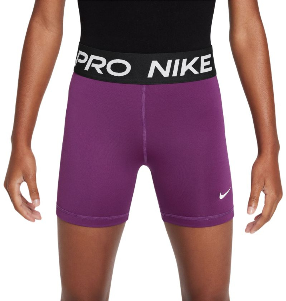 Шорты для девочки теннисные Nike Girls Pro 3in Shorts - viotech/black/white