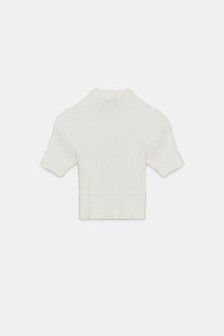 ZARA УКОРОЧЕННЫЙ ТОП В РУБЧИК, БЕЛЫЙ