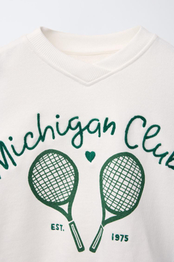 ZARA ХУДИ В СПОРТИВНОМ СТИЛЕ С ВЫШИТОЙ НАДПИСЬЮ, ЭКРЮ