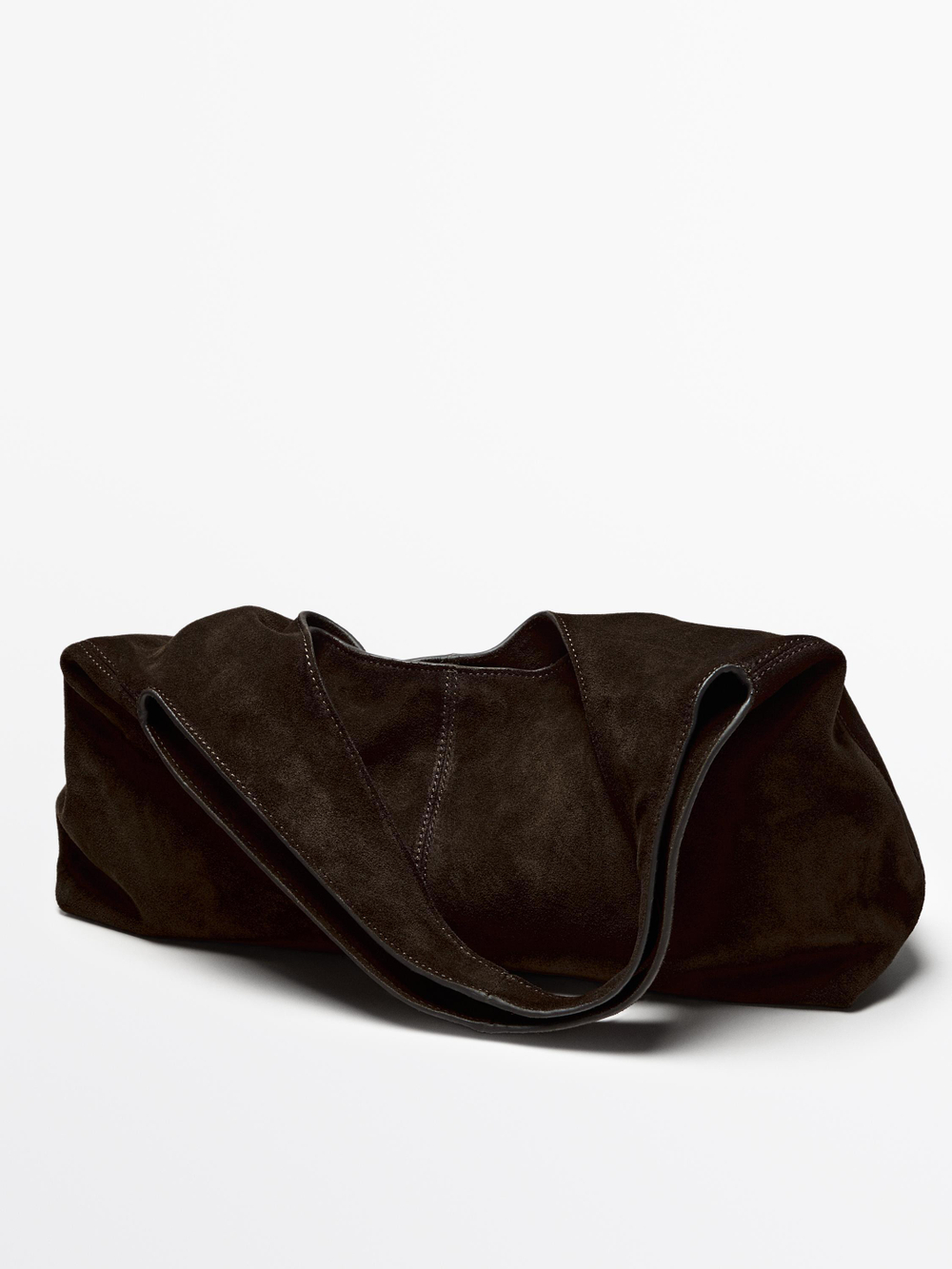 Massimo Dutti Сумка из замши среднего размера, коричневый