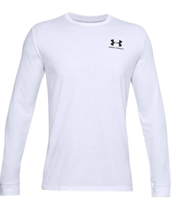 Мужская теннисная футболка теннисная Under Armour Men's Sportstyle Left Chest Long Sleeve - белый