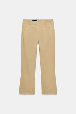 ZARA БРЮКИ МИНИ-КЛЁШ С КАРМАНАМИ, РЫЖЕВАТО-КОРИЧНЕВЫЙ