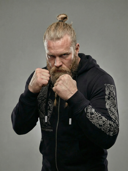 Толстовка с капюшоном и карманом на молнии мужская LEGENDA Варяги черная