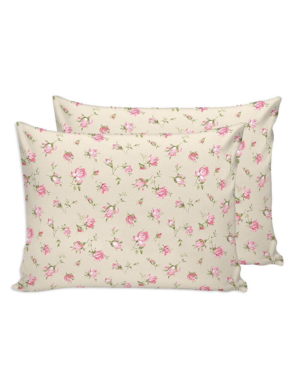 Постельное белье Сказка "Розовые бутоны на бежевом" 2-спальный Наволочка 50х70 см 2 шт Простынь 240х215 см Пододеяльник 175х215 см, перкаль