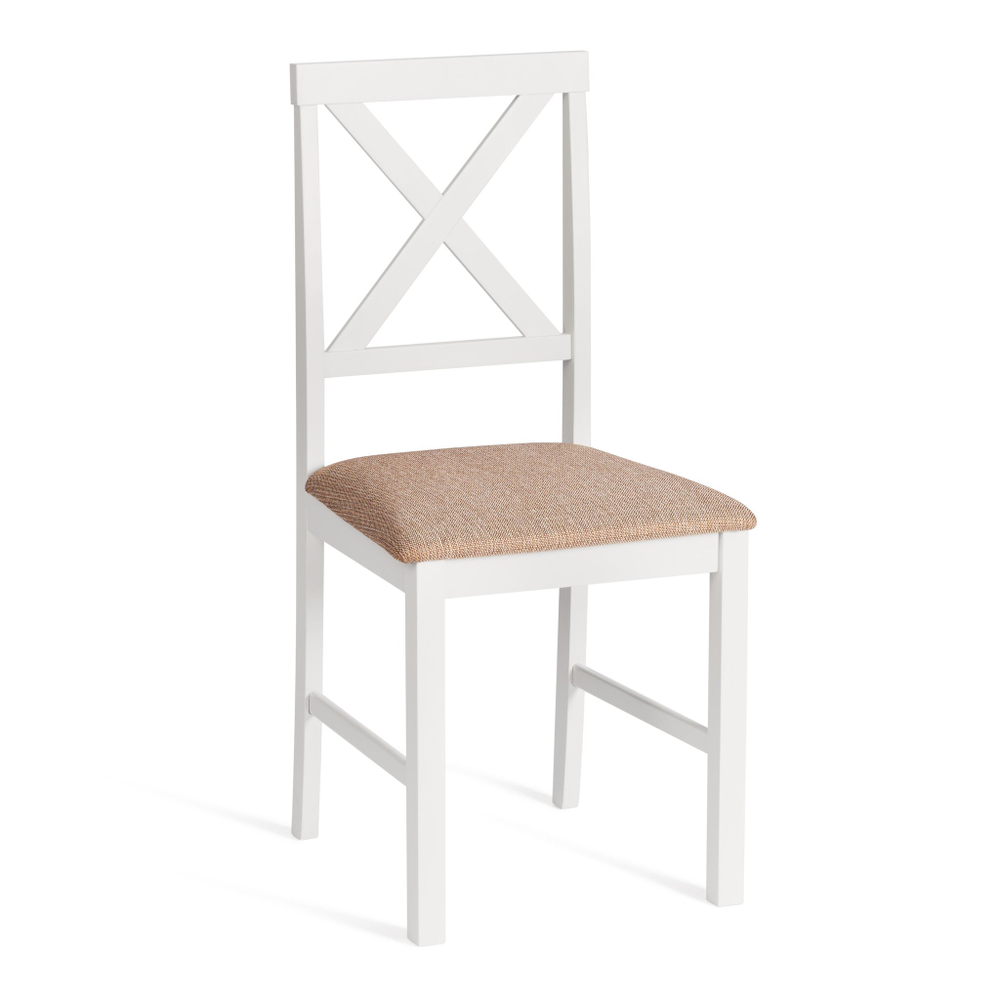 Обеденный комплект Хадсон (стол + 4 стула)/ Hudson Dining Set дерево гевея/мдф, стол: 110х70х75см / стул: 44х42х89см, pure white (белый 2-1), ткань кор.-зол.(1505