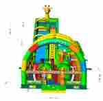 Коммерческий надувной батут «Зоопарк» с крышей, 15*7*9 м.