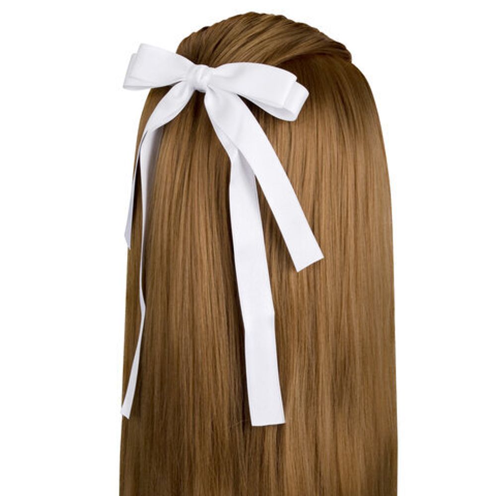 Заколка для волос зажим с бантиком, с длинными хвостиками, белый, MONTE VITA, 457113
