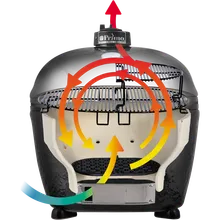 Керамический угольный гриль Primo Oval XL 400 All-in-one, 47x64 см, с ножками и столиками